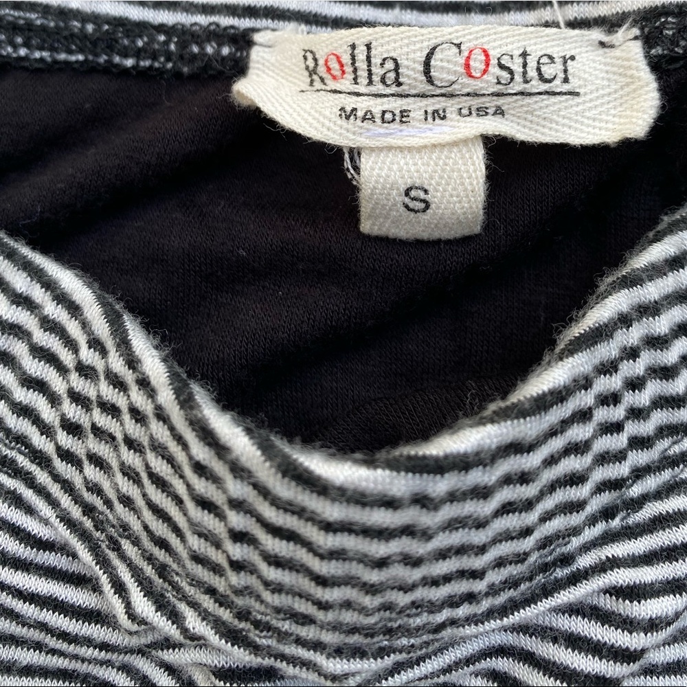 Cotton Asymmetric Black and White Striped Skirt - Picture 4 of 4